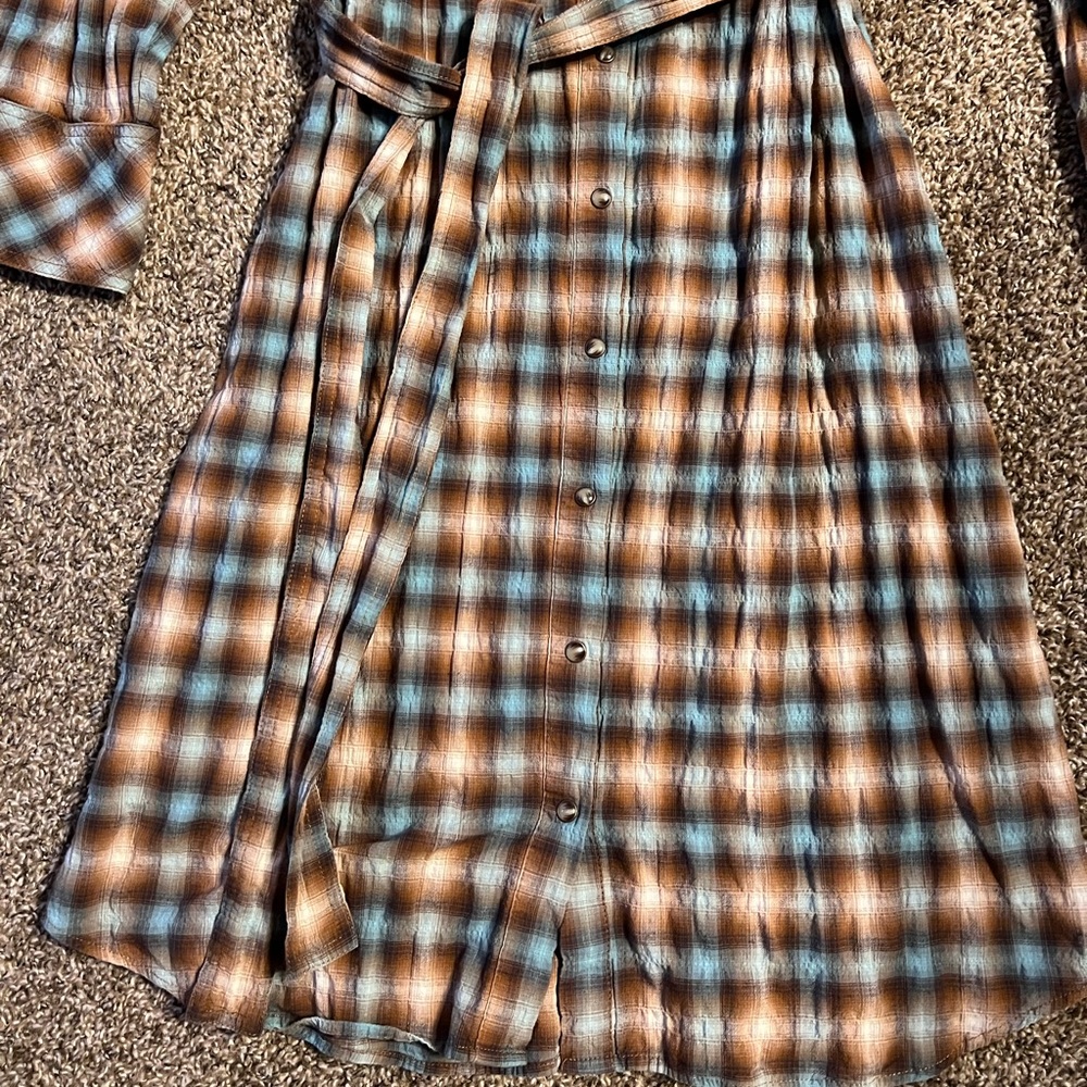 Plaid Button-Up Dress - Picture 2 of 10